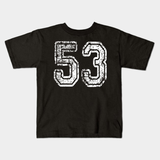 Number 53 Grungy in white Kids T-Shirt by Sterling